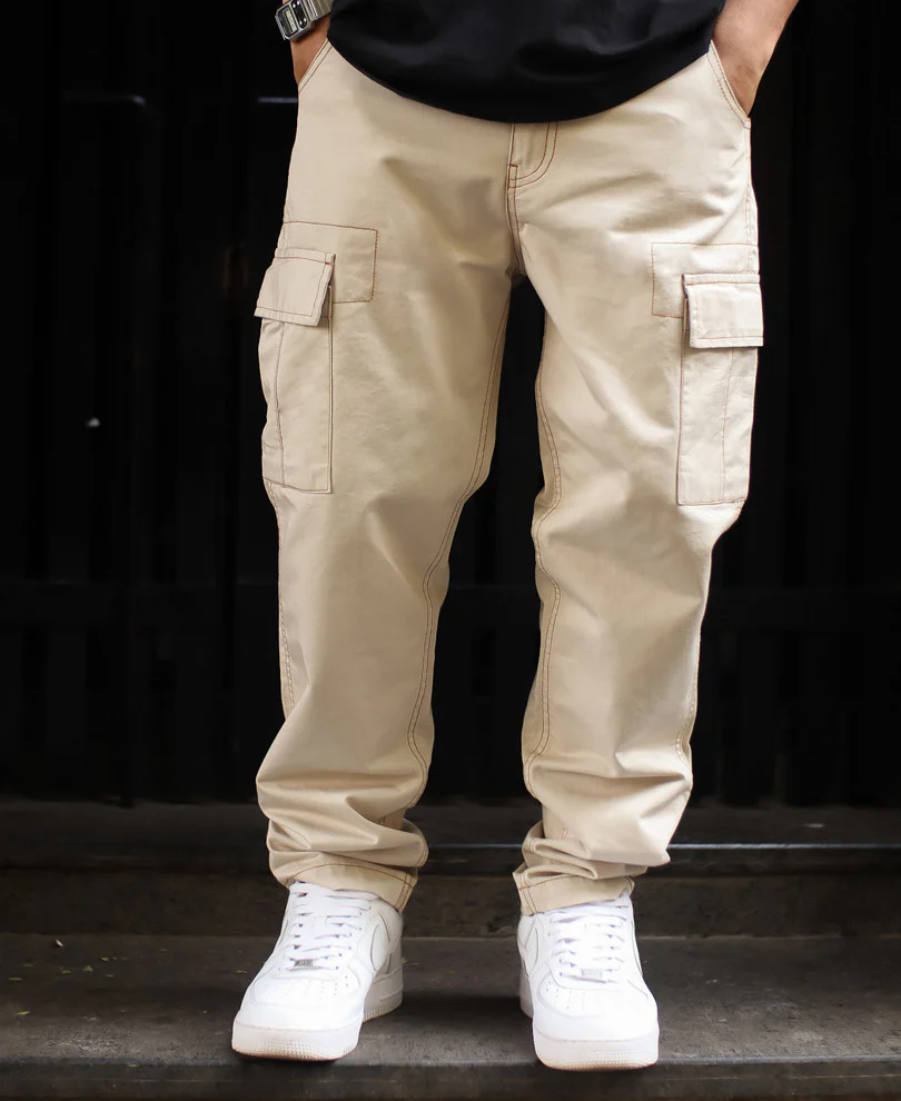 Cream Regular Fit Pocket Cargo Pant - Image 4