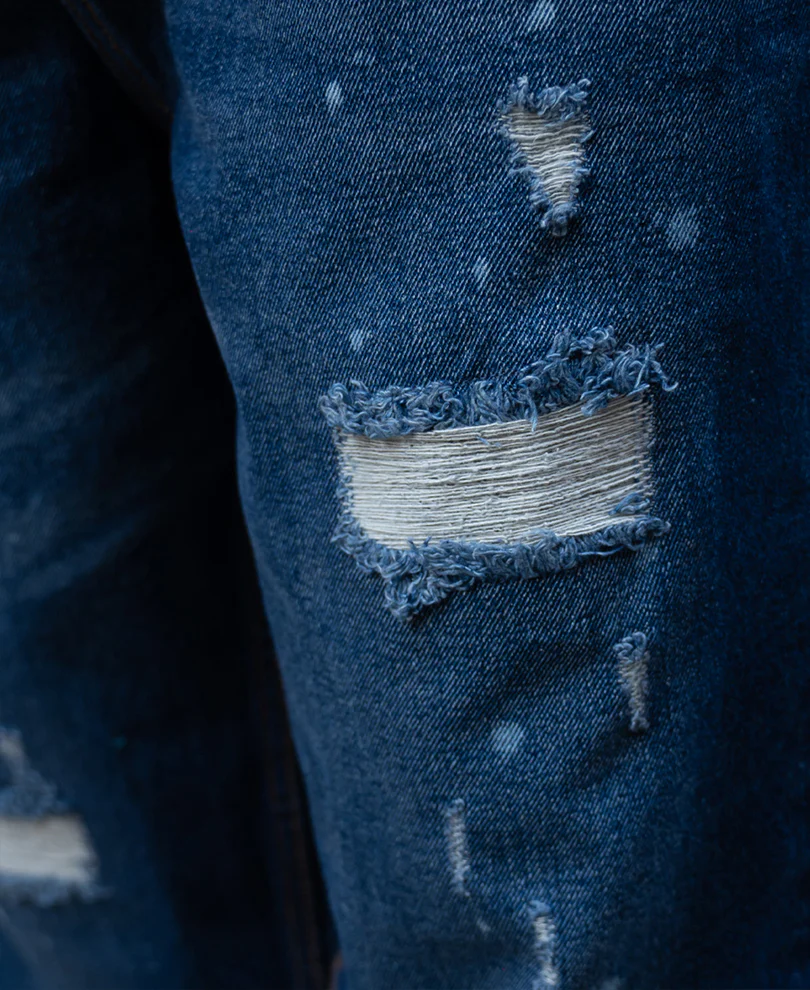Dark Blue Distressed Baggy Fit Jeans - Image 4