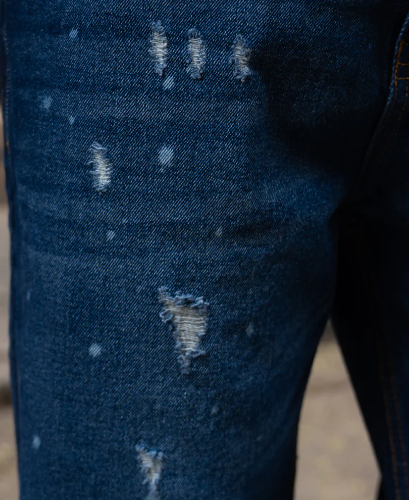 Dark Blue Distressed Baggy Fit Jeans - Image 5