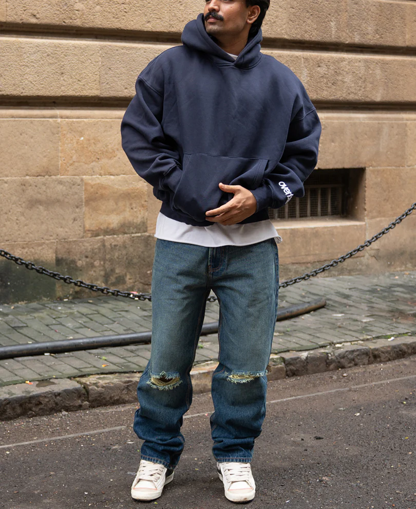 Dark Blue Distressed Baggy Jeans - Image 6