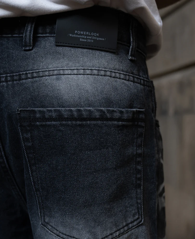 Dark Grey Washed Baggy Jeans - Image 4