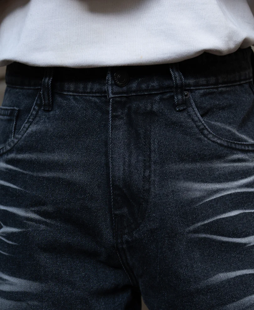 Dark Grey Washed Baggy Jeans - Image 6