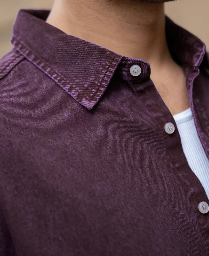 Dark Onion Overdyed Twill Shirt 100% Cotton - Image 4