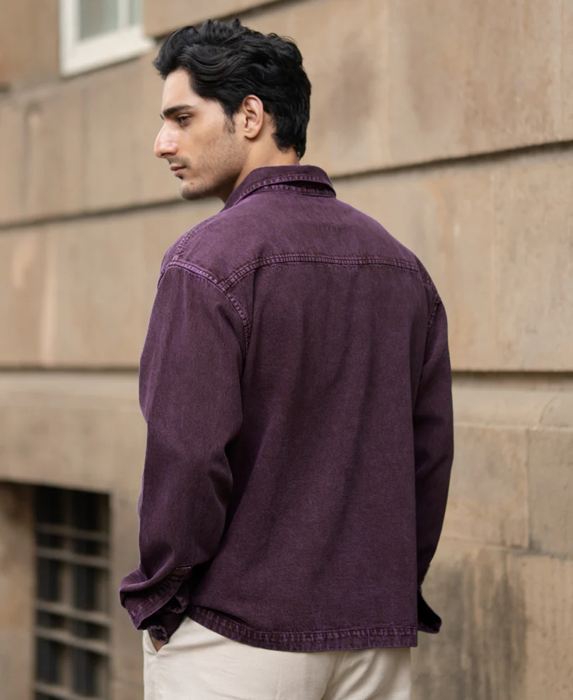Dark Onion Overdyed Twill Shirt 100% Cotton - Image 6