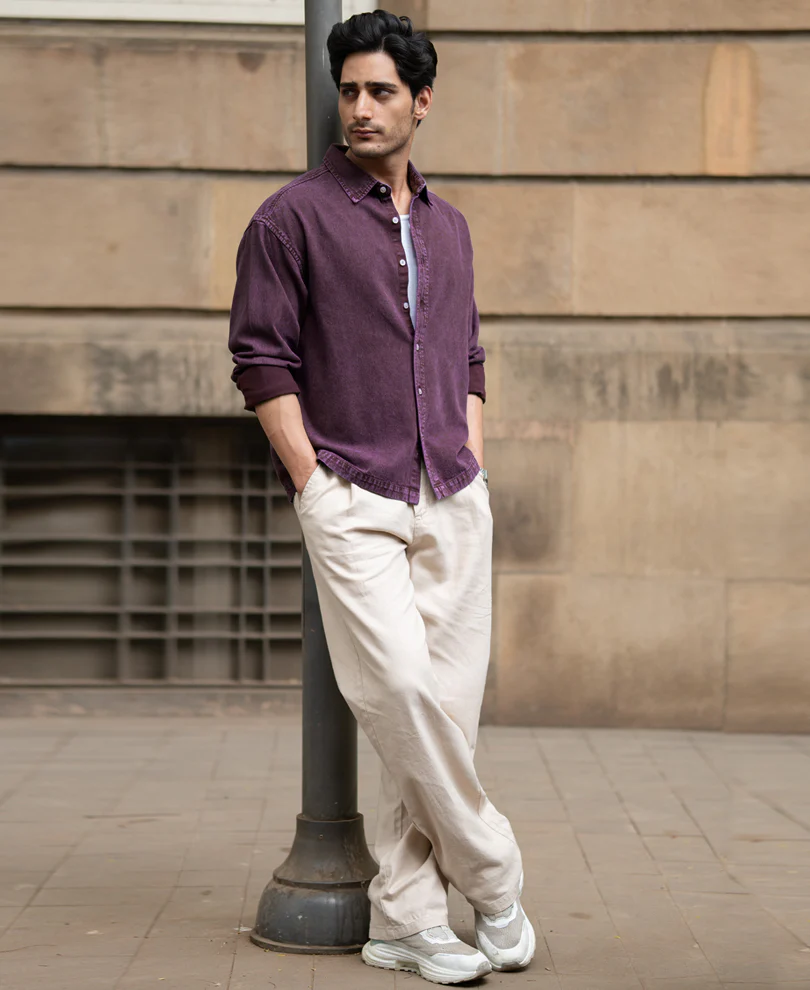 Dark Onion Overdyed Twill Shirt 100% Cotton - Image 7