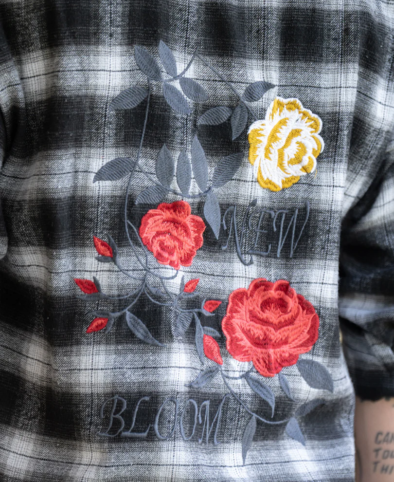Floral Embroidered Checks Shirt - Image 5