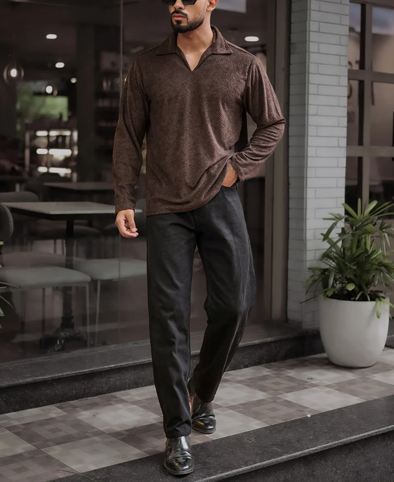 Forest Brown Regular Fit Full Sleeves Tshirt - Image 6