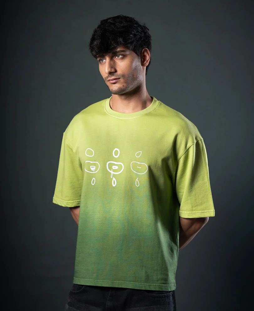 Green Ombre Print T-Shirt 100% Cotton - Image 2
