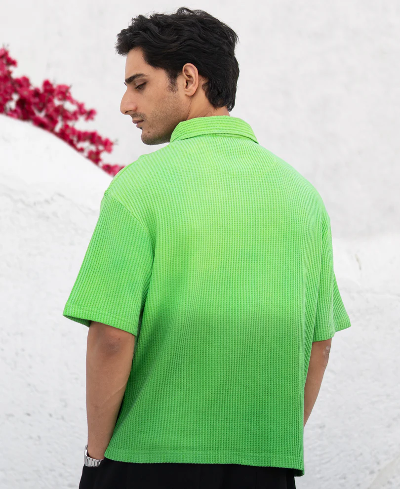 Green Ombre Structured Collar T-Shirt 100% Cotton - Image 4