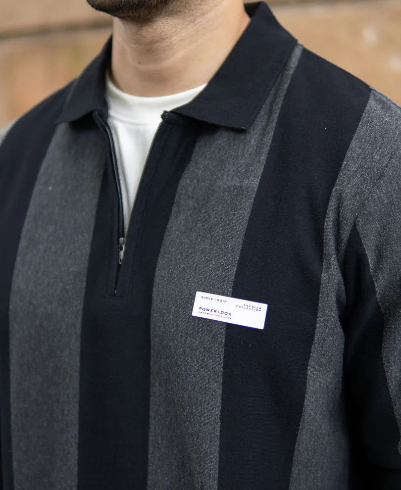 Grey And Black Stripe Lightweight T-Shirt