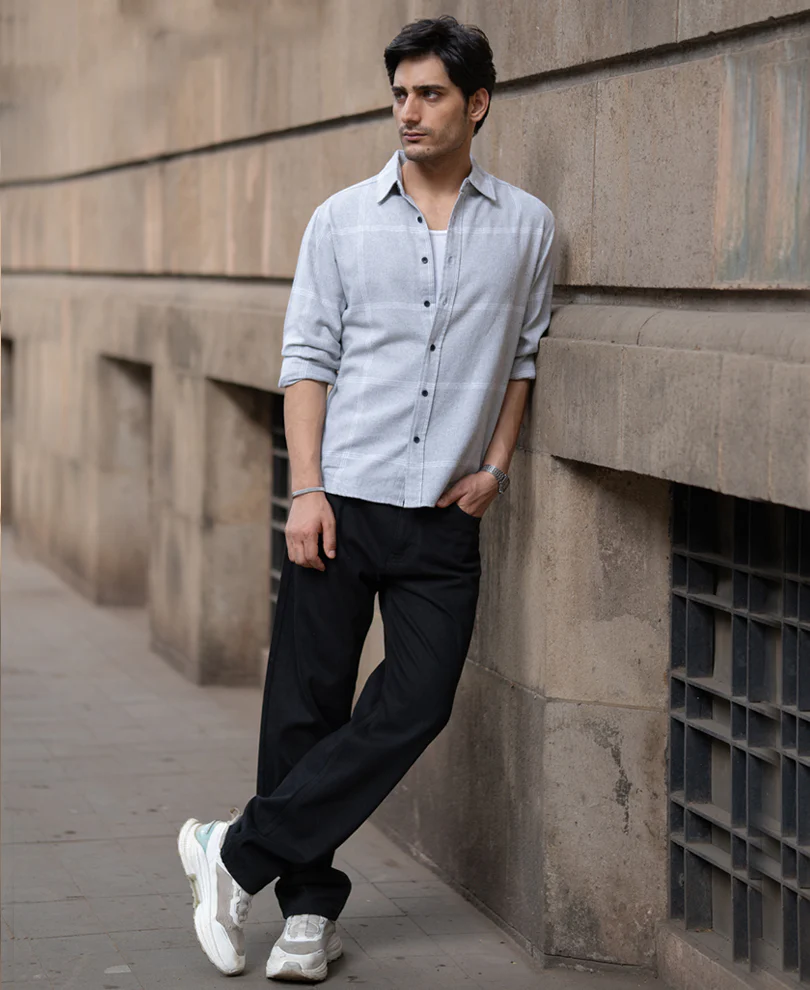 Grey Checks Shirt - Image 7