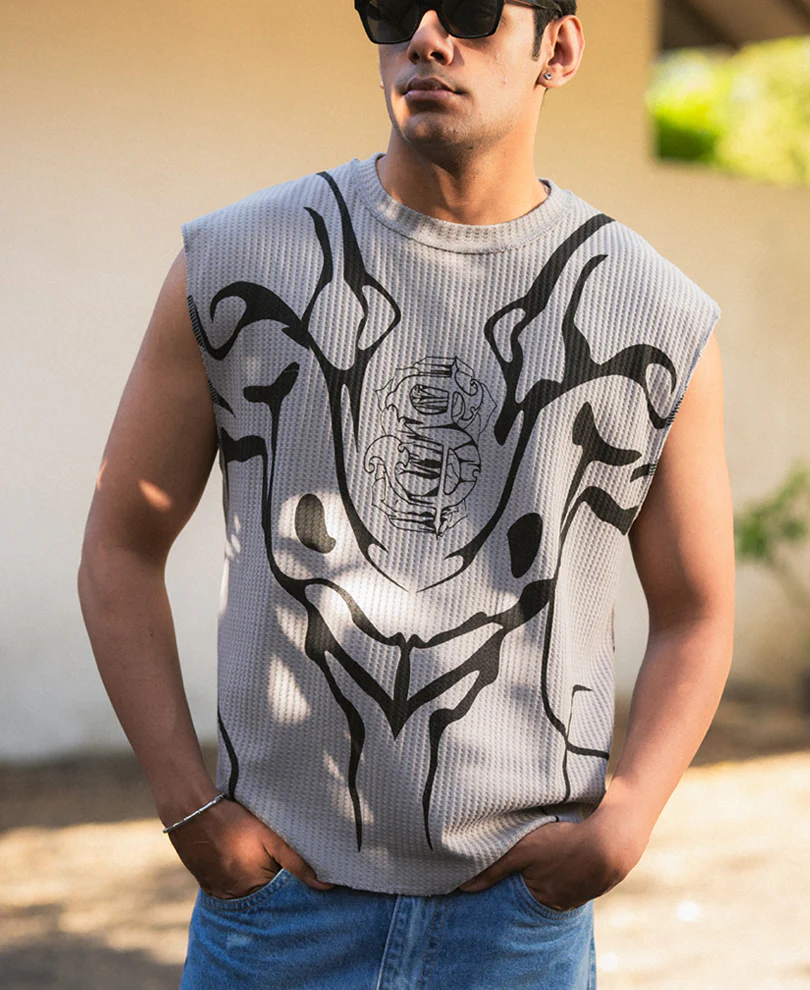 Grey Graphic Print Vest - Image 2