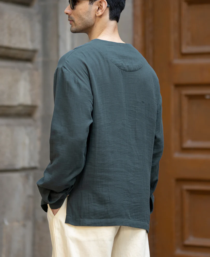Grey Lightweight Kurta Shirt 100% Cotton - Image 6
