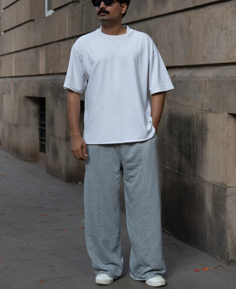 Grey Melange Baggy Trackpants - Image 5