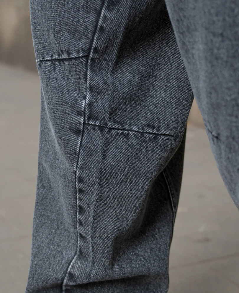 Charcoal Panelled Barrel Fit Jeans - Image 5