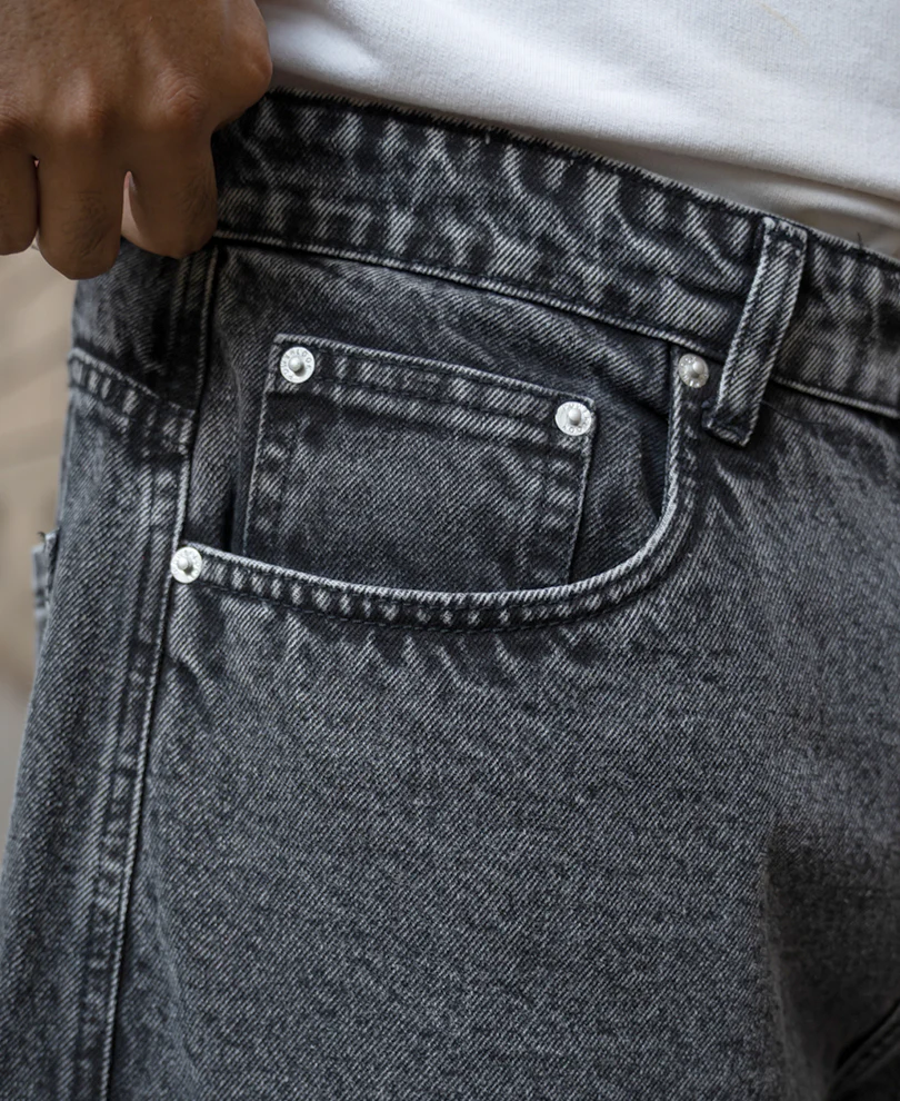 Charcoal Panelled Barrel Fit Jeans - Image 6
