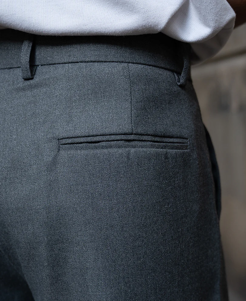 Grey Pleated Baggy Trousers - Image 4
