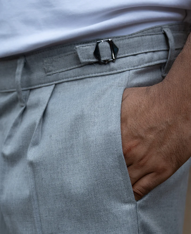 Grey Pleated Gurkha Pants - Image 3