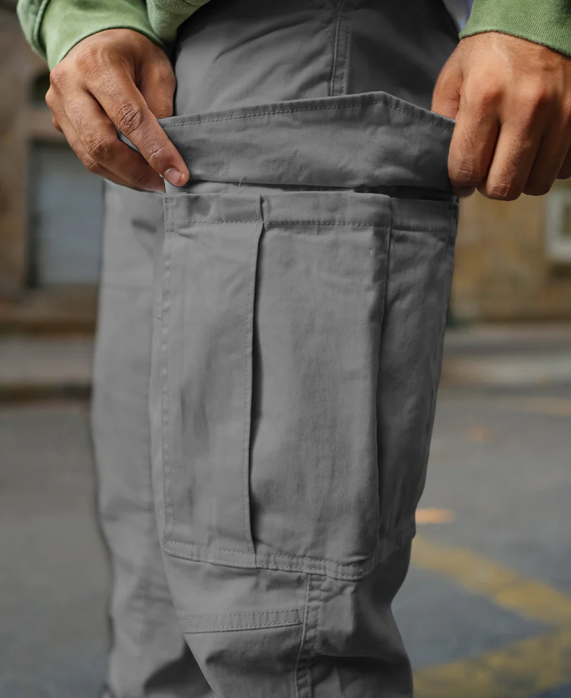 Grey Regular Fit Cargo Pant - Image 4