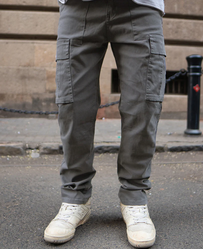 Grey Regular Fit Cotton Cargo Pant - Image 5