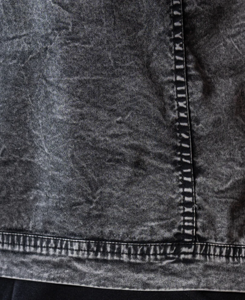 Grey Washed Panelled T-Shirt 100% Cotton - Image 5