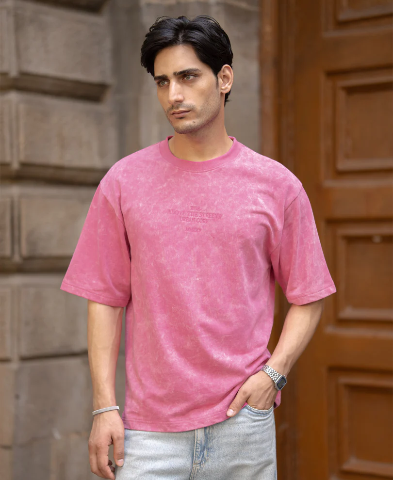 Hot Pink Washed T-Shirt 100% Cotton - Image 2