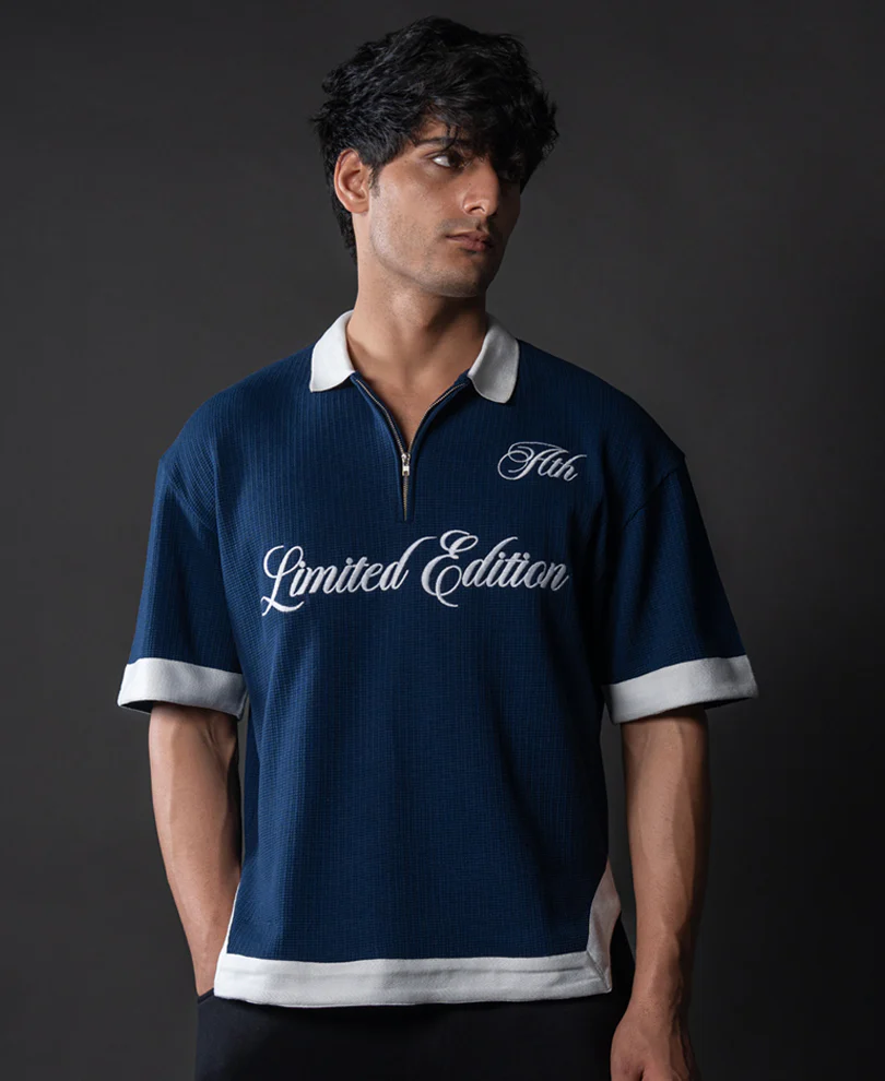 Indigo Blue Embroidered T-Shirt - Image 2
