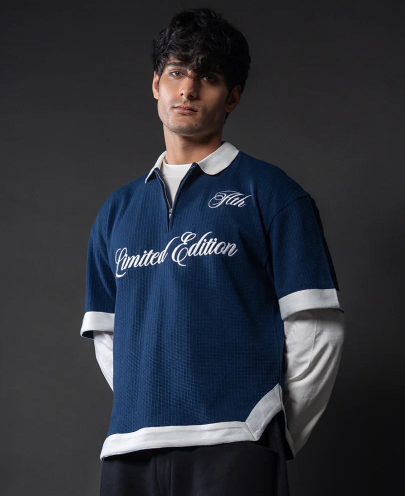 Indigo Blue Embroidered T-Shirt - Image 3
