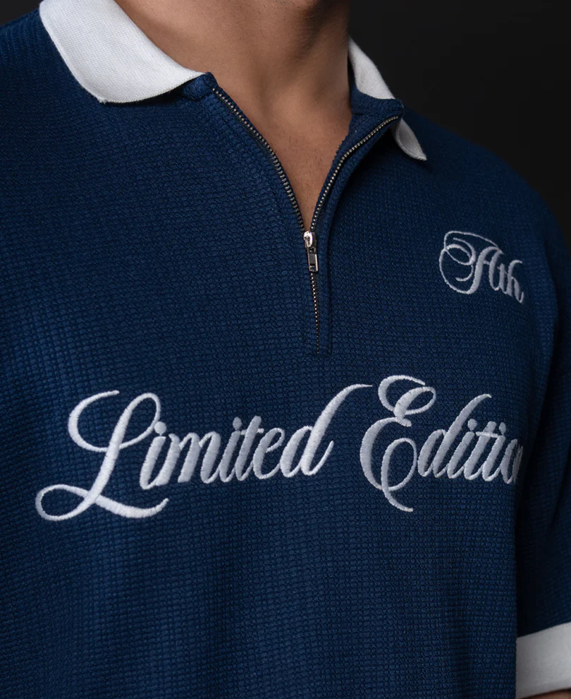 Indigo Blue Embroidered T-Shirt - Image 4
