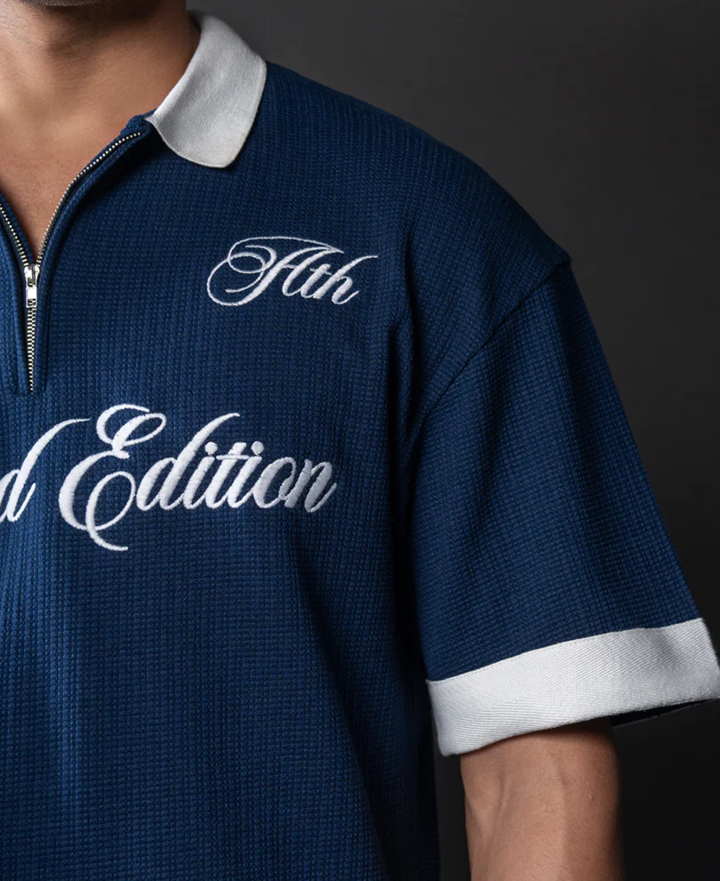 Indigo Blue Embroidered T-Shirt - Image 5