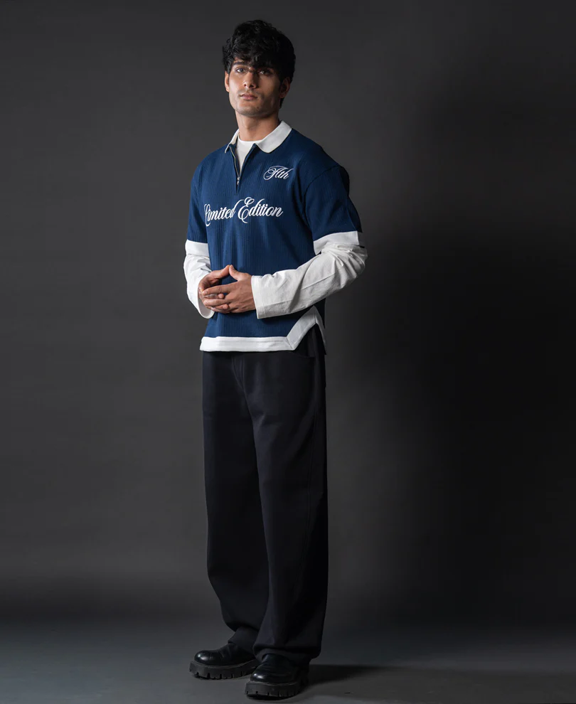 Indigo Blue Embroidered T-Shirt - Image 7