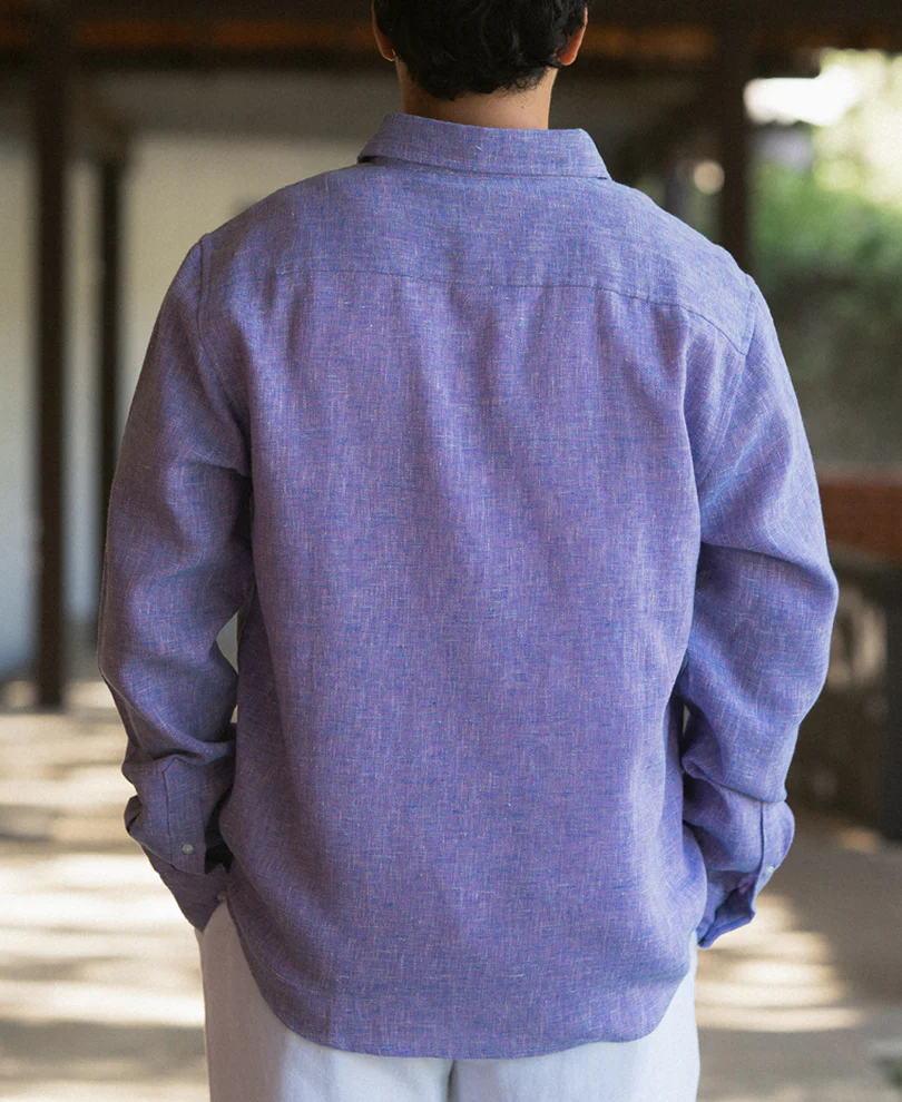 Lavender Linen Blend Structured Shirt - Image 5