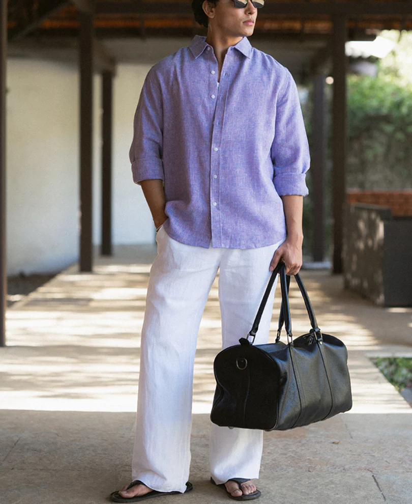 Lavender Linen Blend Structured Shirt - Image 6