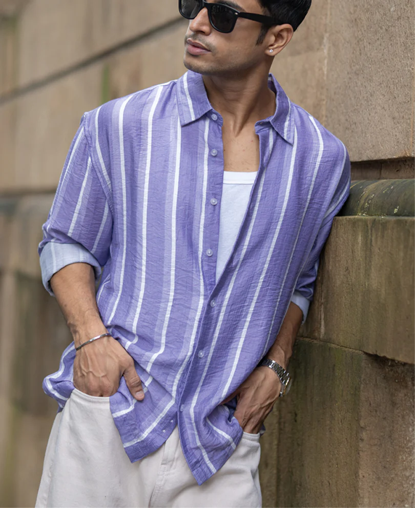 Lavender Stripe Print Shirt