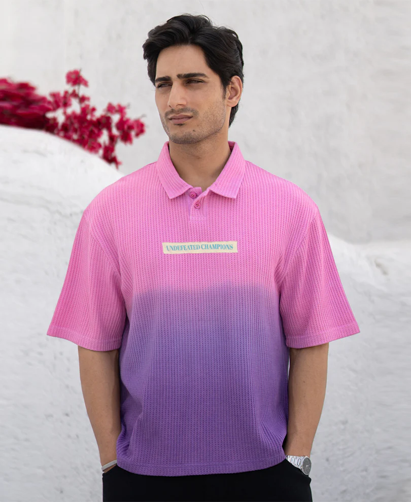 Lavender Structured Ombre Polo T-Shirt - Image 2