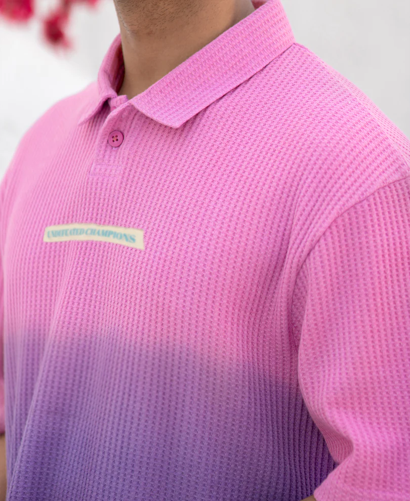 Lavender Structured Ombre Polo T-Shirt - Image 3