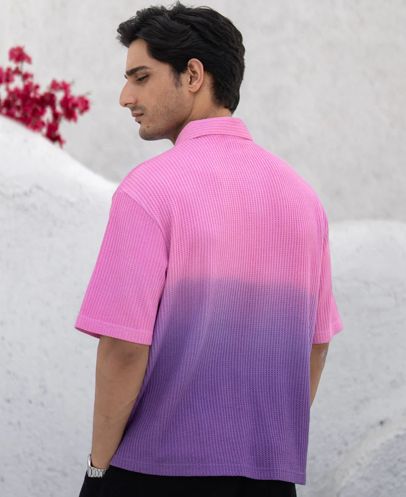 Lavender Structured Ombre Polo T-Shirt - Image 5