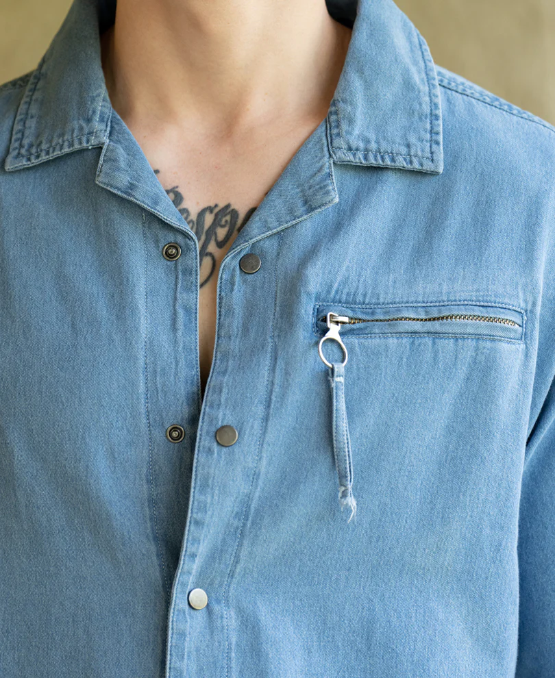 Light Blue Cuban Denim Shirt - Image 4