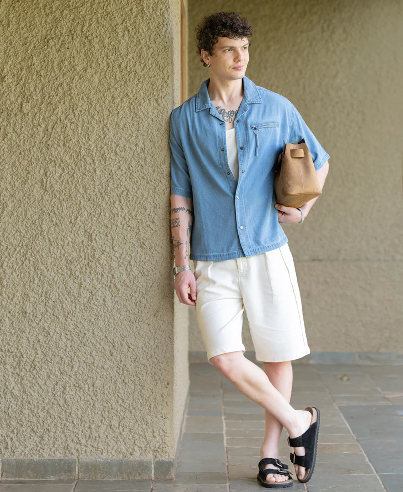 Light Blue Cuban Denim Shirt - Image 6
