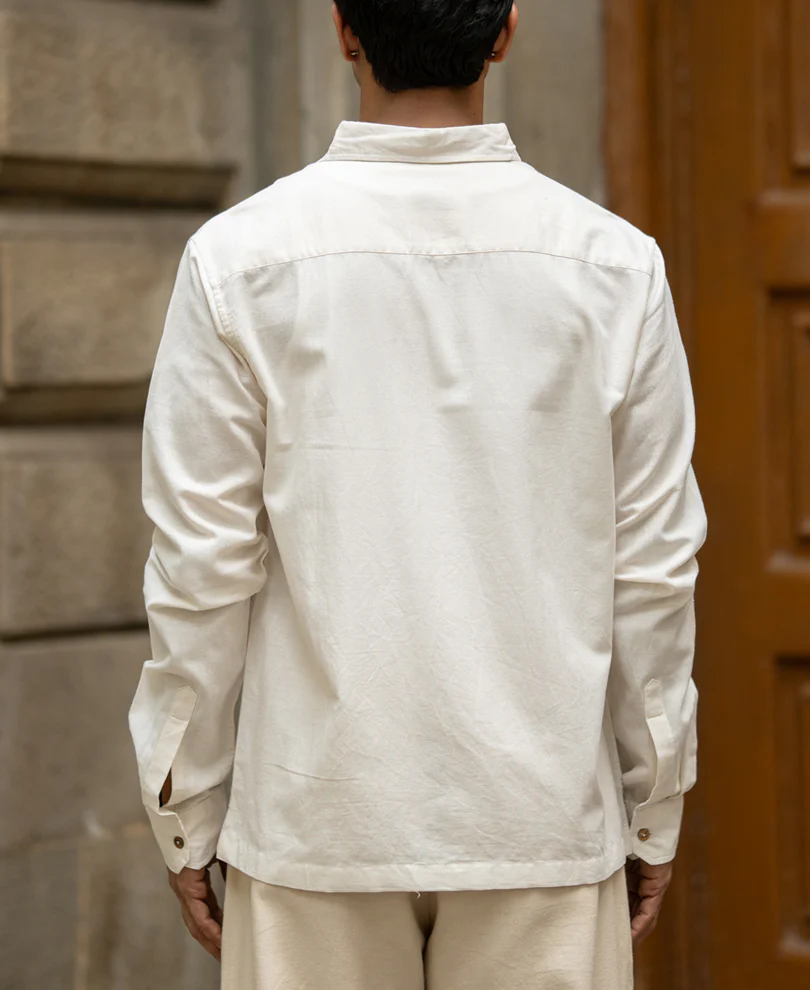 Light Beige Palm Embroidery Shirt - Image 5