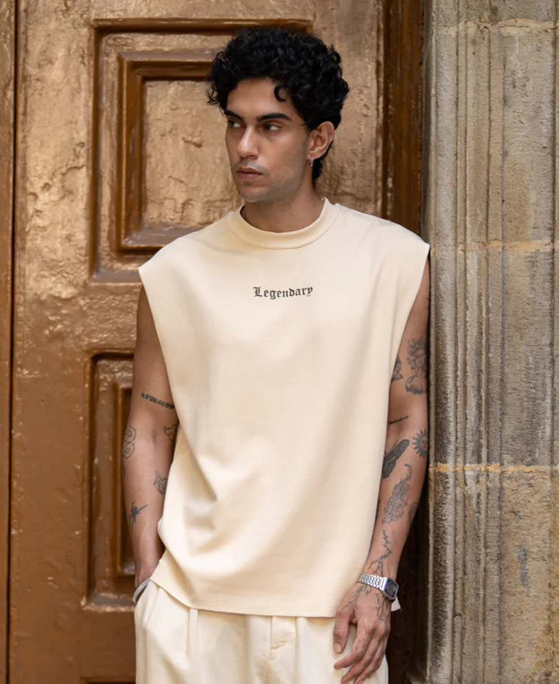 Light Beige Printed Vest - Image 2