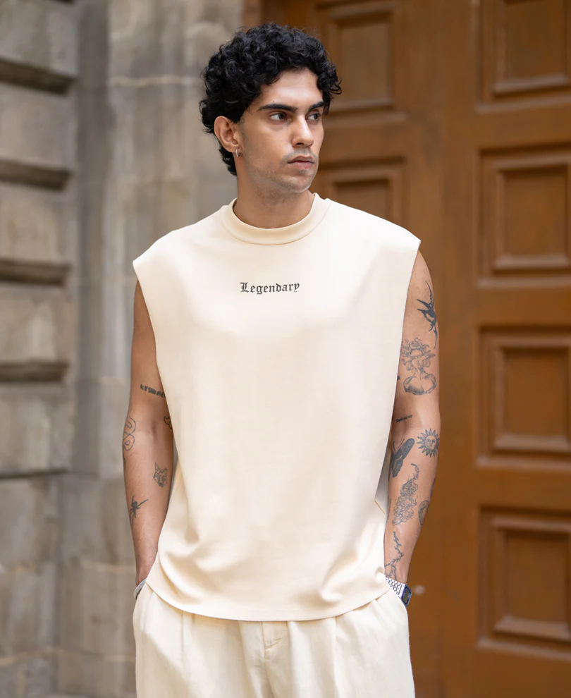 Light Beige Printed Vest - Image 3