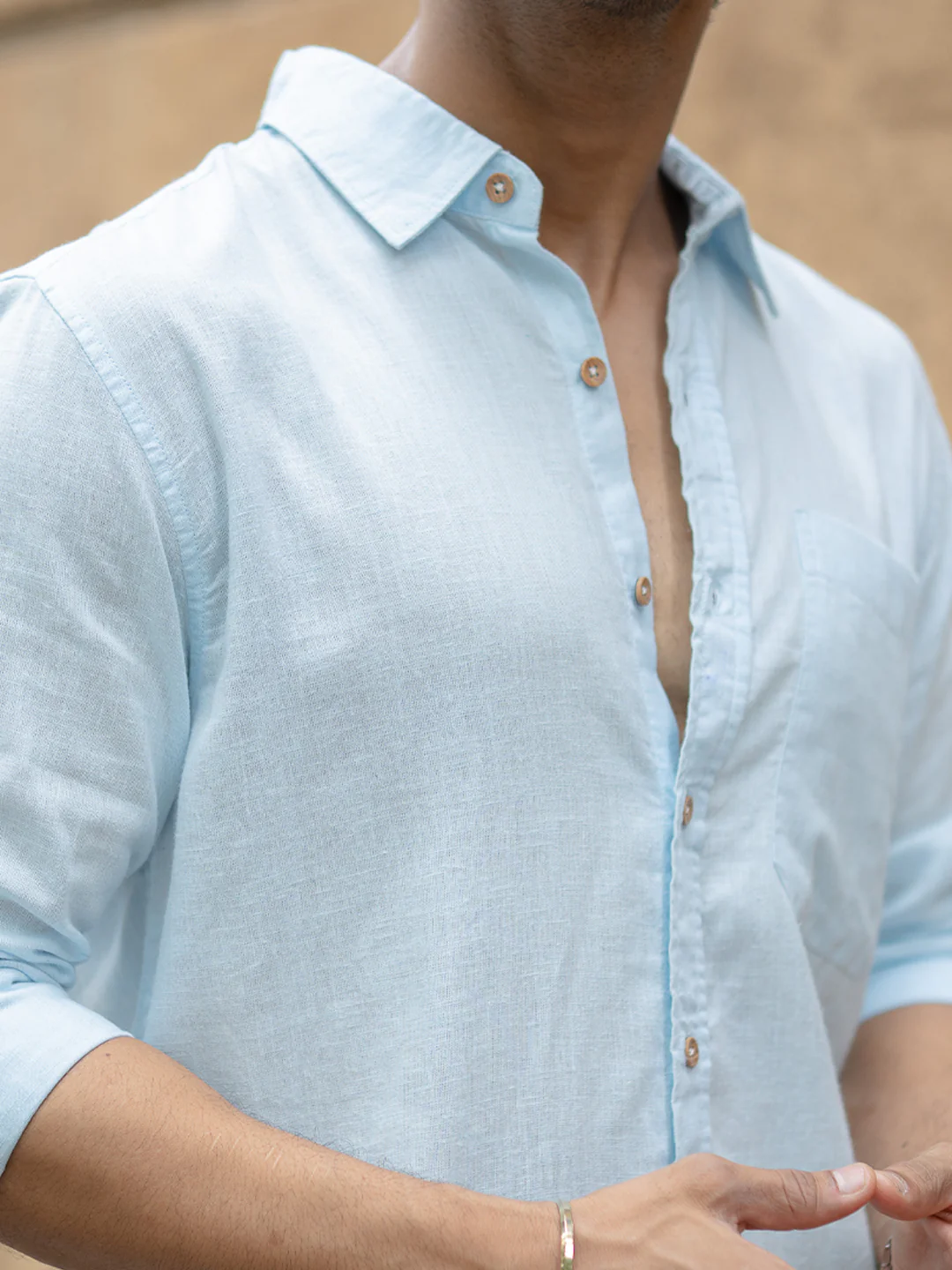 Light Blue Linen Blend Shirt - Image 5
