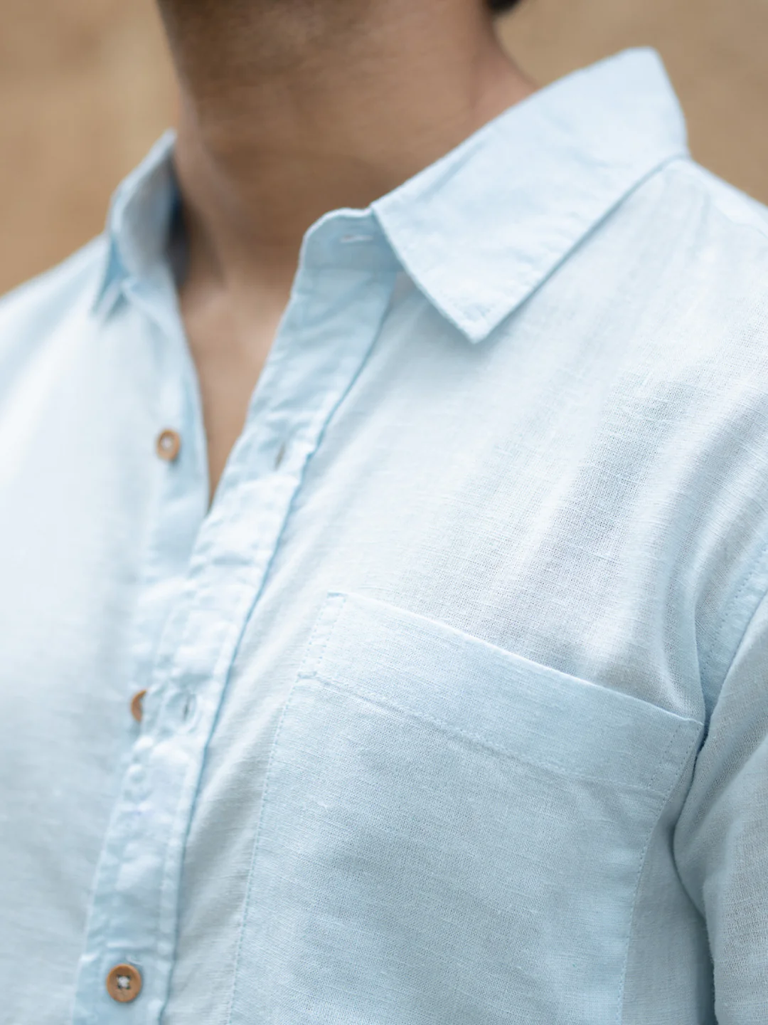 Light Blue Linen Blend Shirt - Image 6