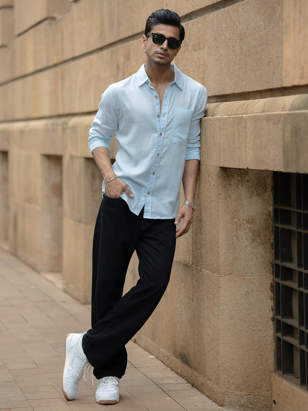 Light Blue Linen Blend Shirt - Image 7