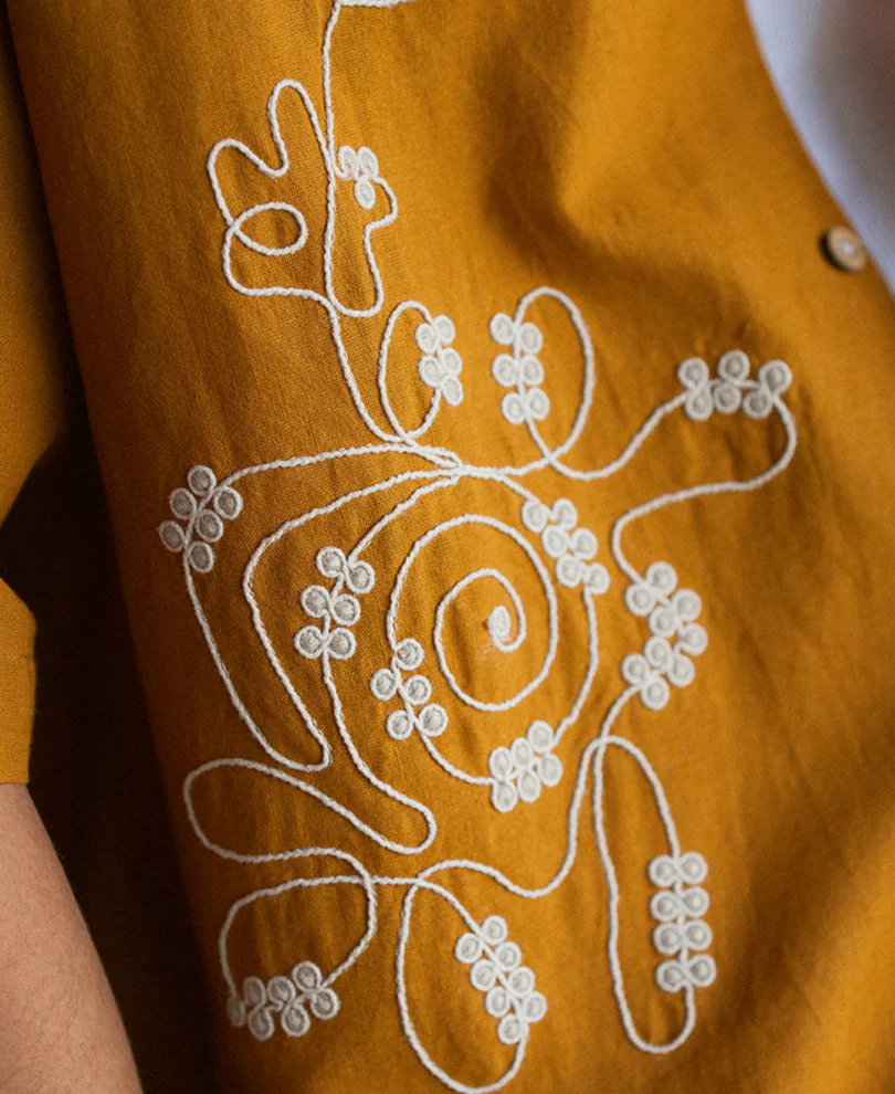 Light Brown Embroidered Shirt - Image 3