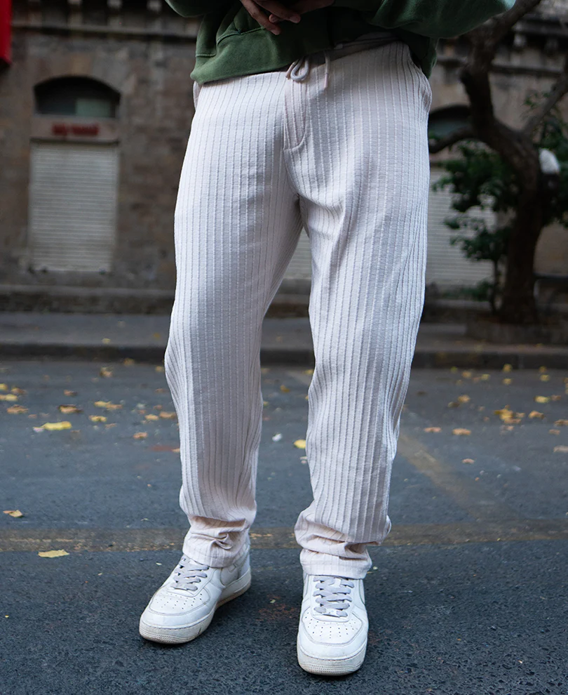 Light Fawn Crushed Regular Fit Track Pant - Image 3