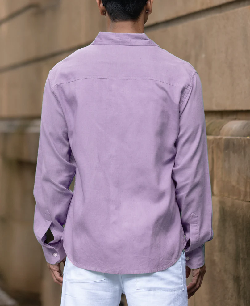 Light Lilac Linen Blend Shirt - Image 4