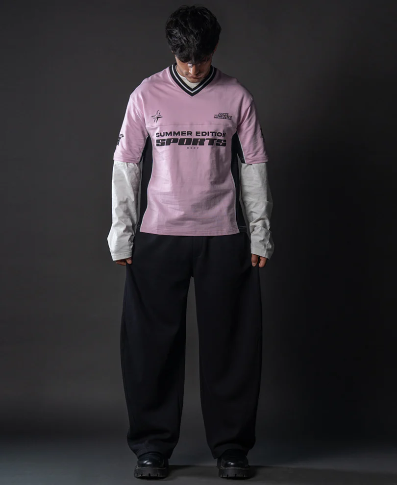 Light Pink Panelled Sport T-Shirt - Image 7