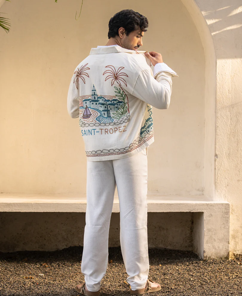 Linen Saint Tropez Print Shirt 100% Cotton - Image 7